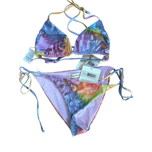 Mara Hoffman Rae Tie Dye Pastel Multicolor Two Piece Bikini Swim Set Size XL - Picture 5 of 10